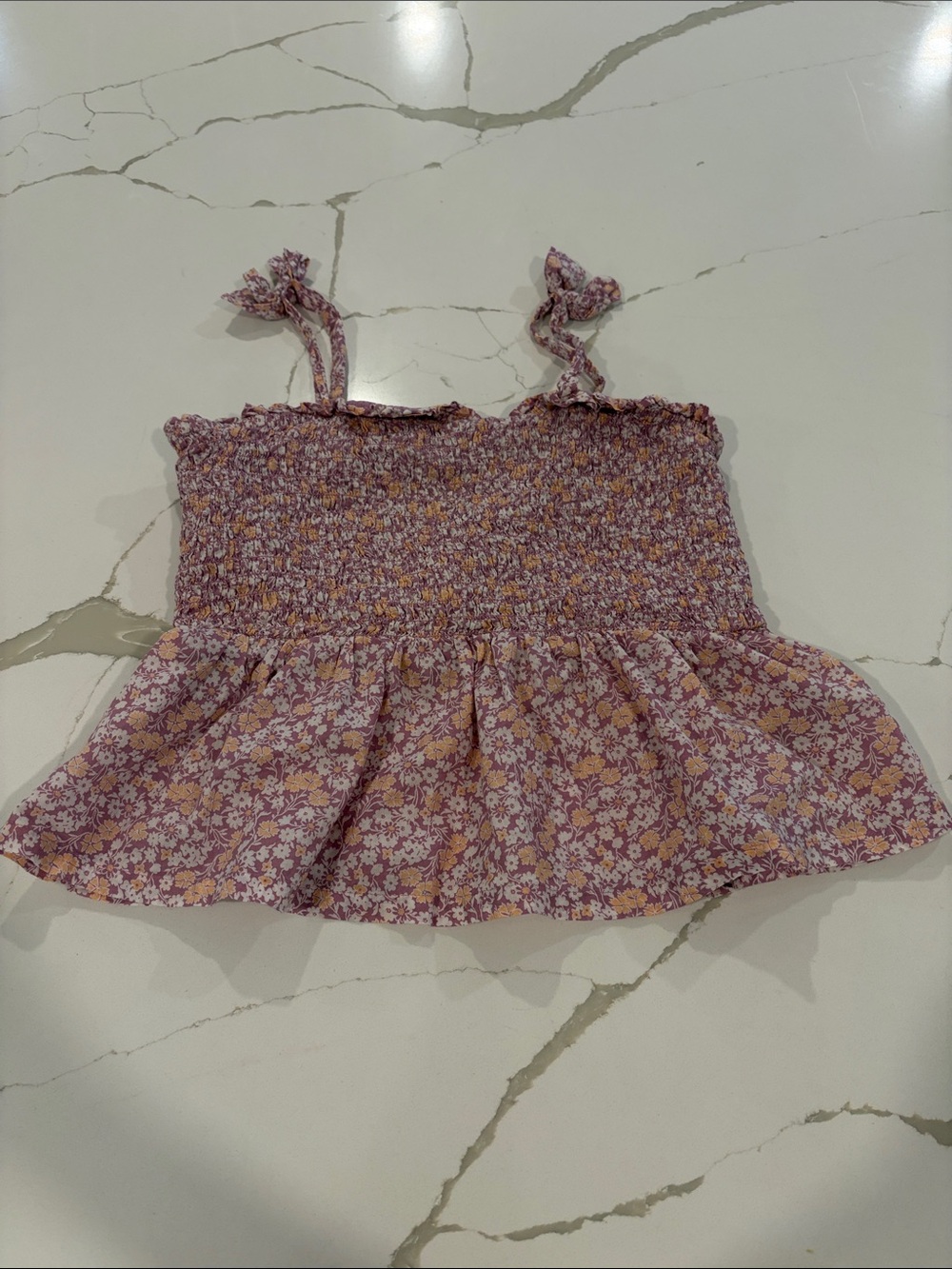 GAP Girls Floral Smocked Tank Top